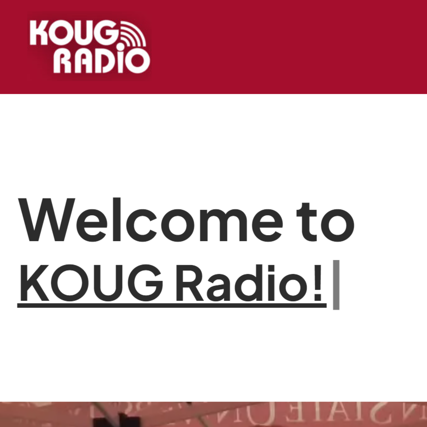 A screenshot of the KOUG Radio website.